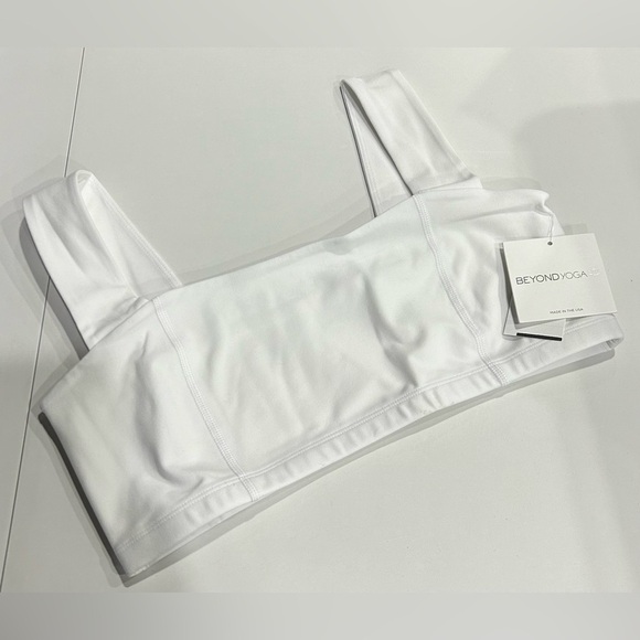 Beyond Yoga Women's Large Spacedye Squared Bra Sports Cloud White NWT Wide